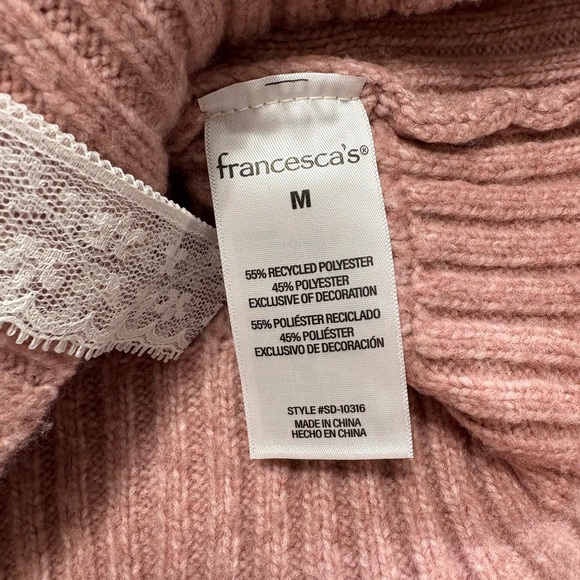 Francesca's Collections Mauve Sweater with Lace Accents - Picture 4 of 7